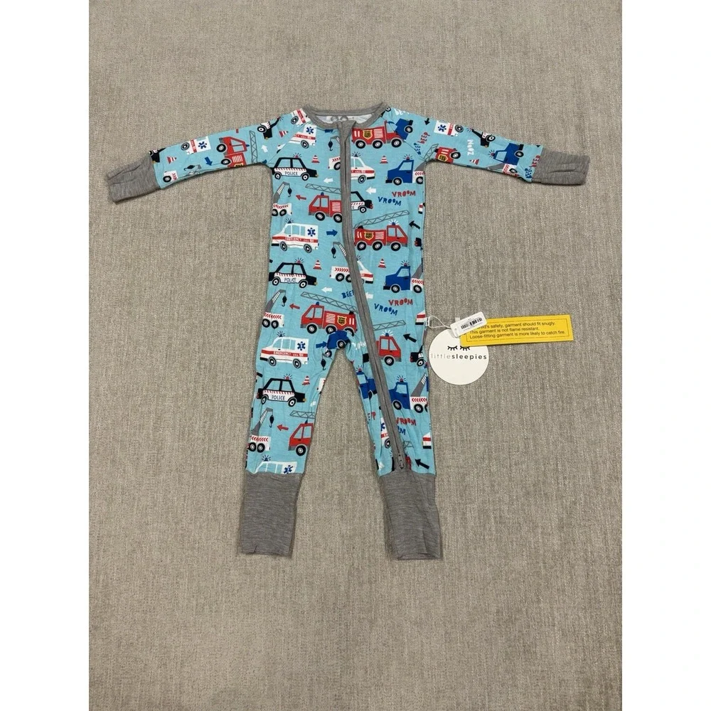 NEW Little Sleepies First Responders To The Rescue Bamboo Zippy Size 6-12 Months